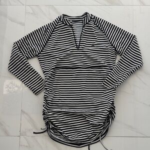 Coolibar black and White Striped rash gaurd tunic Top